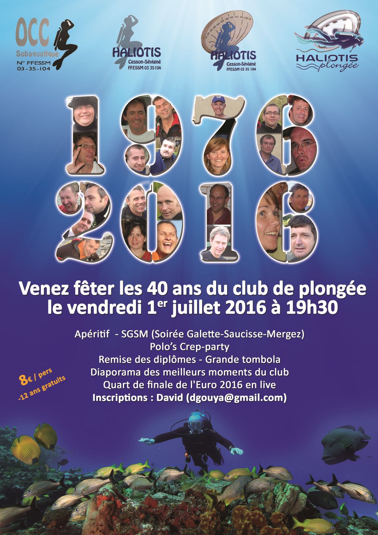 Affiche Soirée HALIOTIS 40 ans 1976 2016